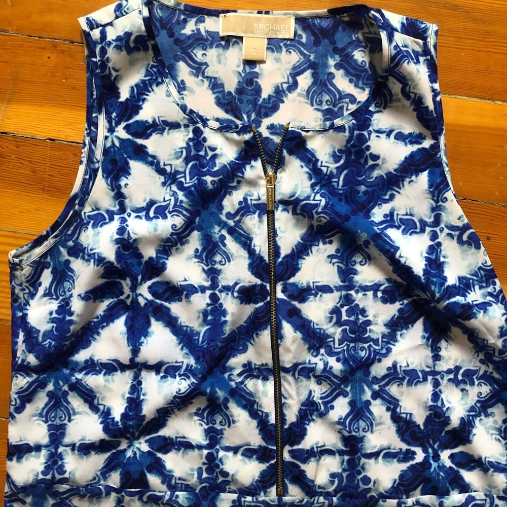 Michael Kors Blue Sleeveless Blouse Small